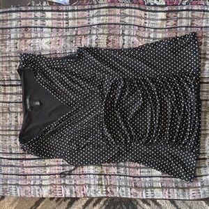 White House Black Market Sleeveless Shirred Surplice Polka Dot Shell Top Size L